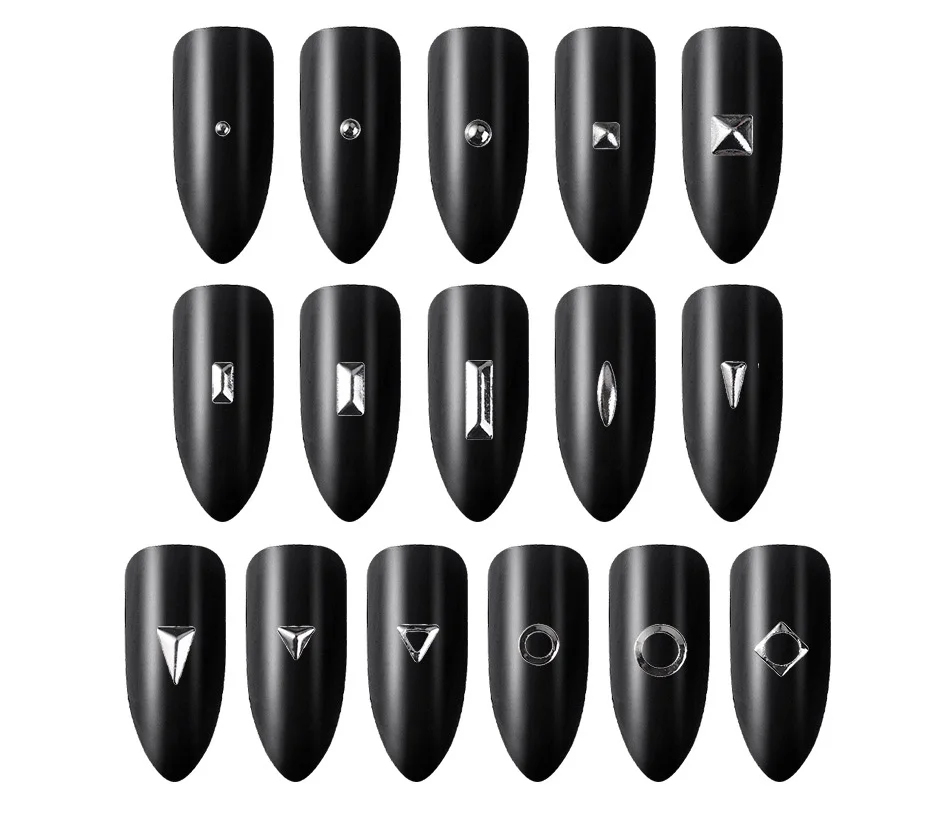 100 шт черные заклепки треугольные круглые медные аксессуары шпильки для дизайна ногтей металлические подвески для маникюра 3D украшения для дизайна ногтей