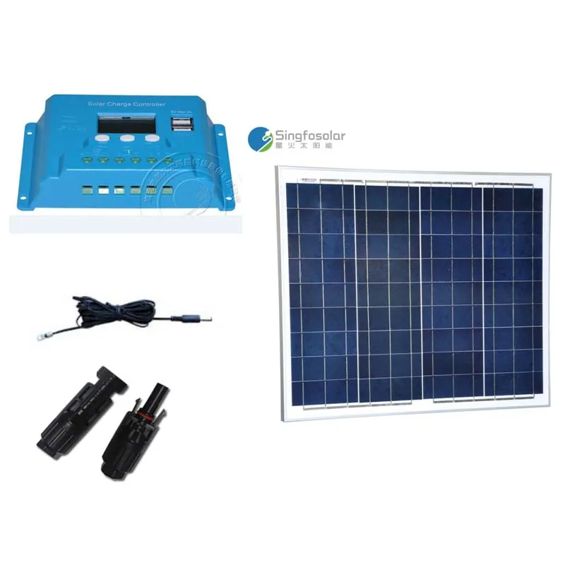 

Kit Panneau Solaire 50w Solar Charge Controller 12v/24v 10A Chargeur Solaire MC4 Connector Caravane Camping Car Motorhome