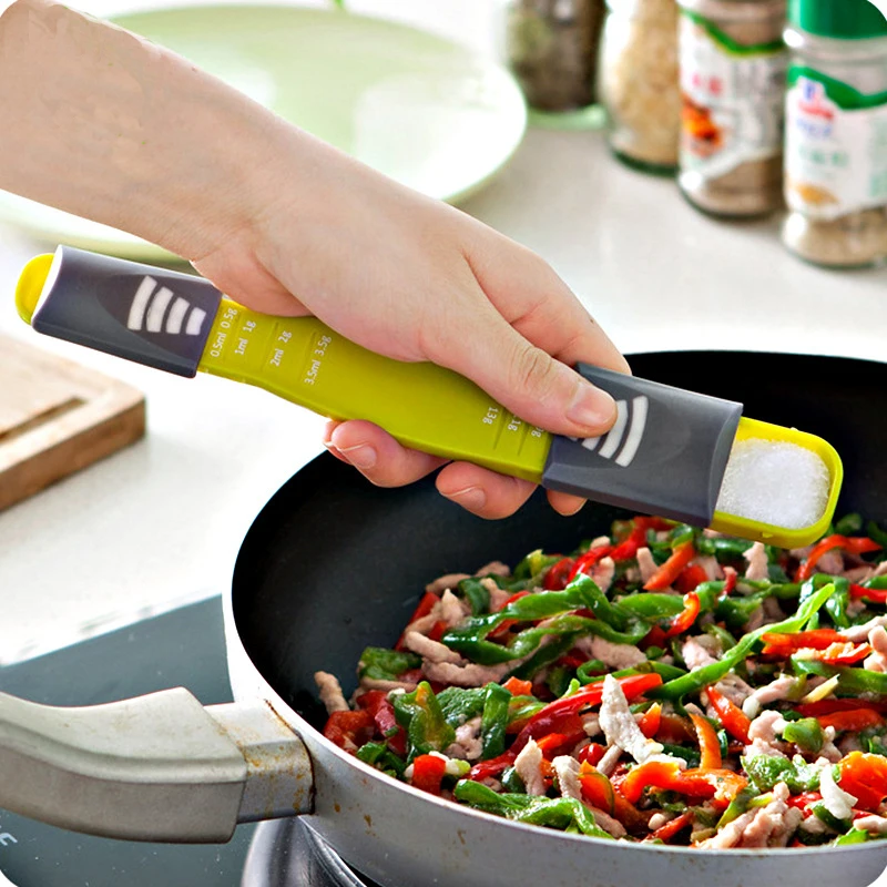 

New Double End Eight Stalls Adjustable Scale Measuring Spoon Kitchen Tool Creative Metering Spoon Home Measuring Tools