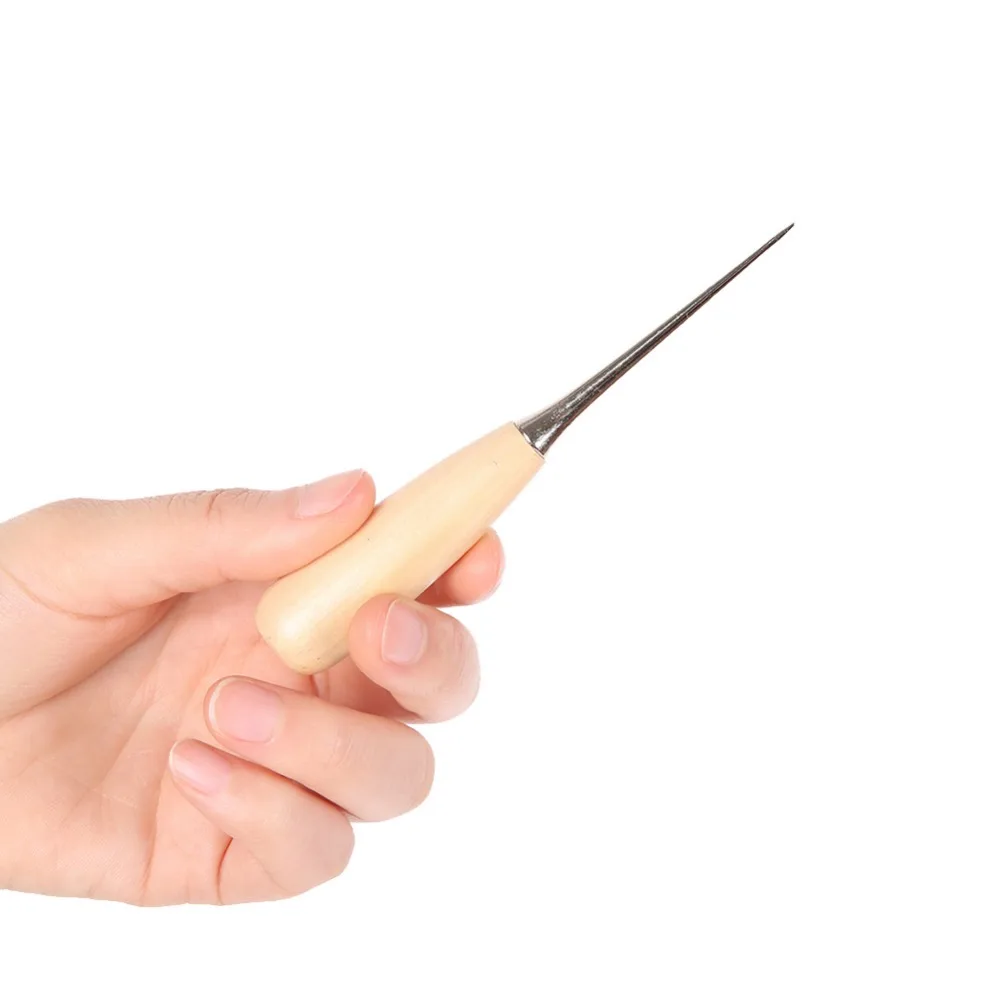 

NEW 1 PC Sewing Leathercraft Leather Wooden Handle Punch Hand Tools Stitcher Sewing Punch Needle Tool Kit