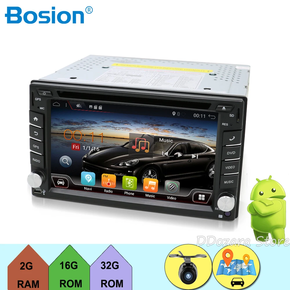 Clearance 2 din Android 9.0 cassette player for Universal Car Radio Tape Recorder 6.2 inch with WIFI GPS Navigation Bluetooth Free Map Cam 0