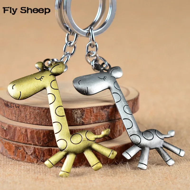 

2018 Male Female Metal Cute Giraffe Keychains Vintage Charm Car Pendant Creative Lovely Animal Keychain Small Lovers' Gifts