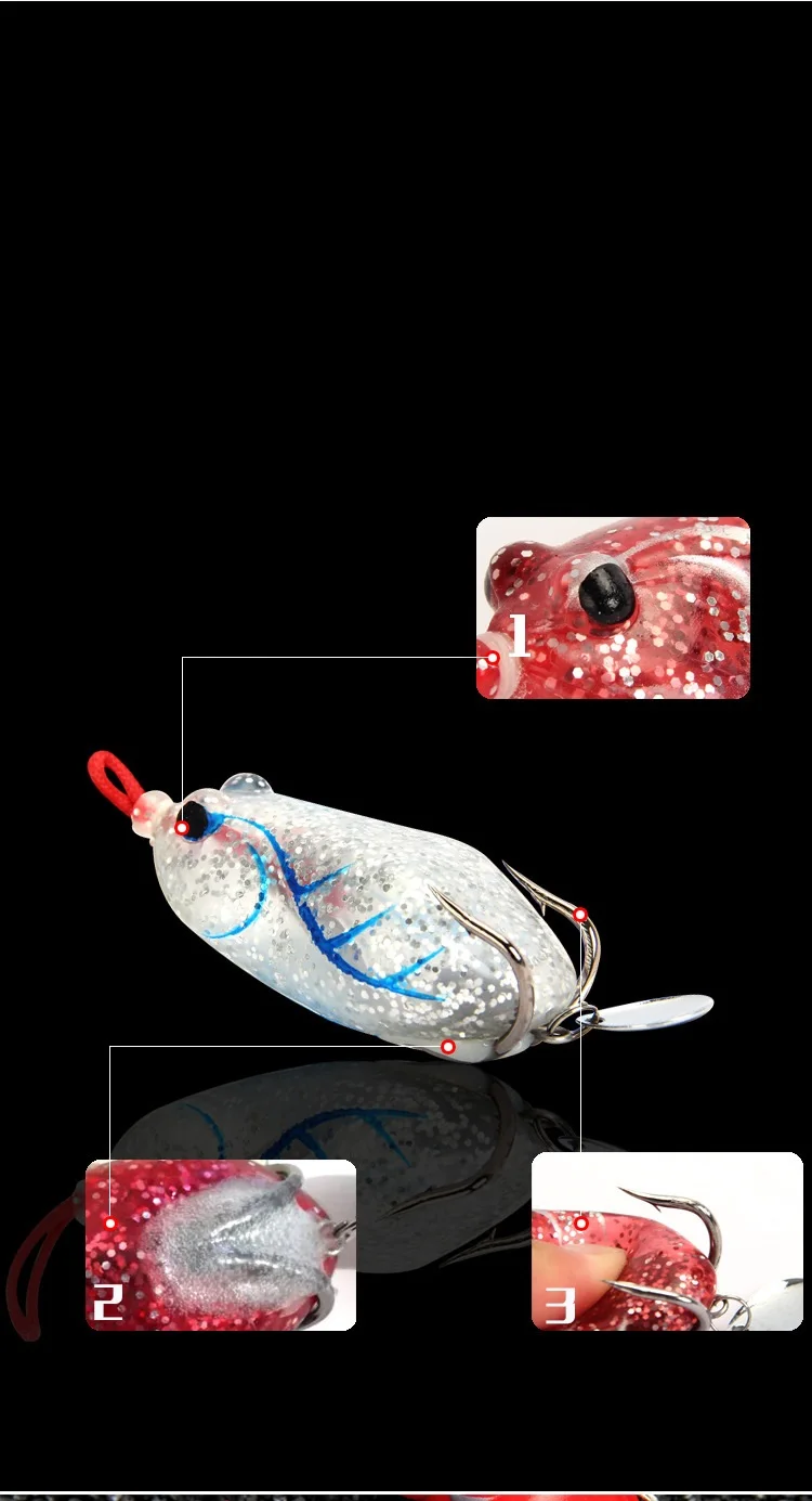 6cm 14g Fishing Lure Frog Swim Bait Soft Lure Frog Artificial Silicon fishing tackle treble hook fishing lure Frog