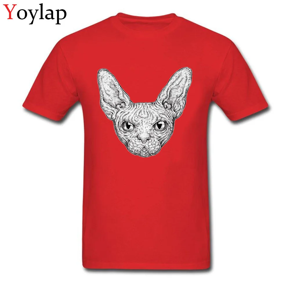 Design Men's Sphinx Cat T-Shirt Latest Summer Autumn Short Sleeve Crewneck 100% Cotton Tops Shirt Printed Tee-Shirt red