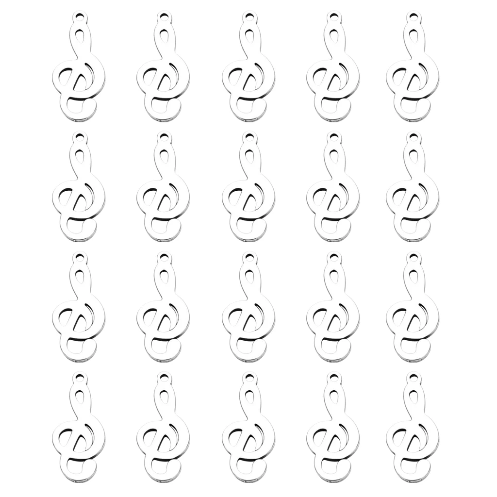 20Pcs Stainless Steel Music Notes Shapes Pendants Jewelry Making Charms for DIY Necklace Bracelets Crafts, 9.8 x 12.3mm