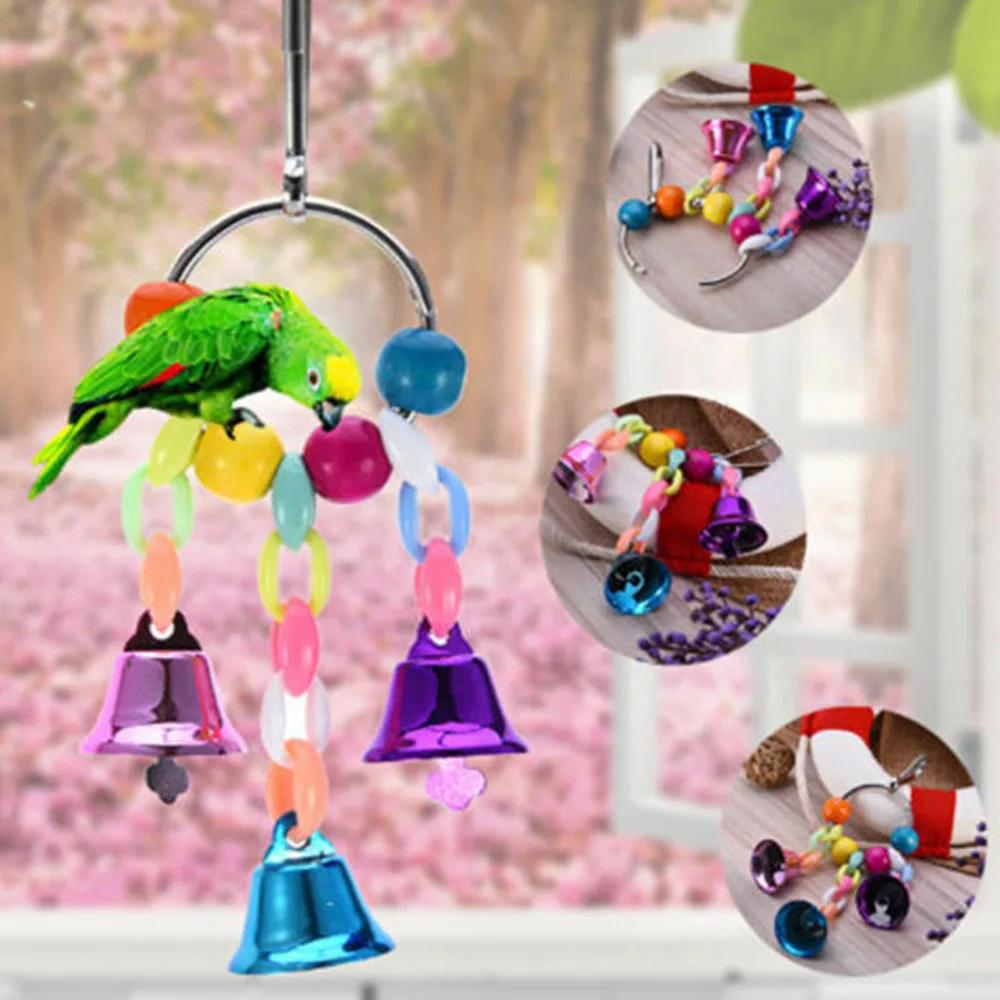Parrot Bells Toy Birds Chewing Hanging Swing Cage Toy Parakeet Beads Cockatiel Play Toy Pet Bird Supplies
