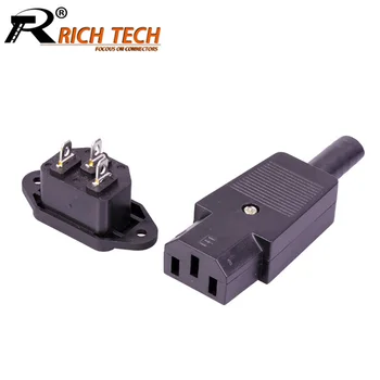 

5Pairs/lot AC Power Connector Male Plug+Female Jack Socket in Set 3 Pins 250V 10A AC Power Supply Connector Wholesales