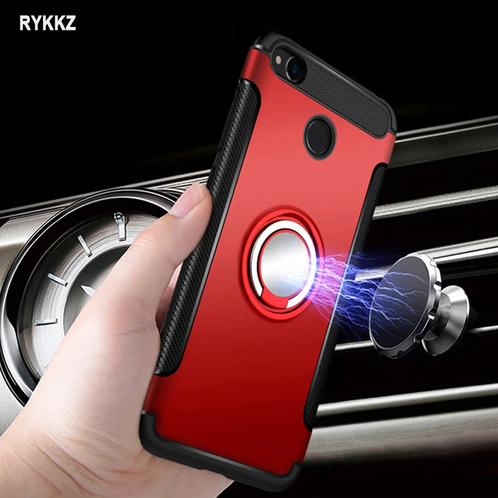 

For Xiaomi Redmi 4x Case Car Holder Stand Magnetic Suction Finger Ring PC+TPU Armor On Xiomi Red Mi 4 X Phone Case Xaomi Coque