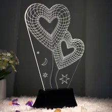 THGS USB 3D LED Table Lamp Night Light’s room Night Light Christmas Gift NEW Double Hearts