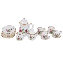 Продаем 5X1/12 кукольный дом Миниатюрный фарфор Чай набор посуды чашка тарелка красный пион