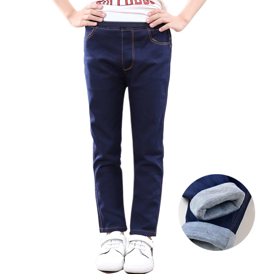 SheeCute girls warm jeans New Fashion Kids cotton padded winter jeans