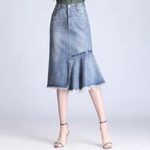 Для женщин джинсовая юбка Весна Новая мода Тонкий Высокая Талия посылка хип русалка юбка женские офисные одежда M-4XL