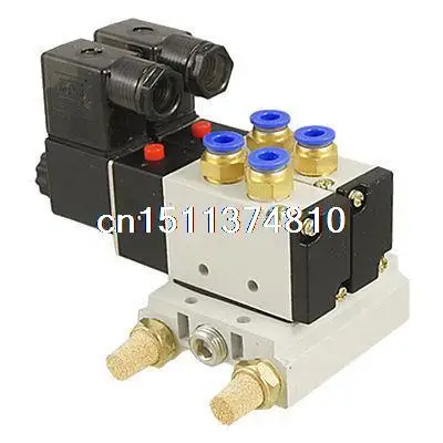 

AC 110V 2 Position 5 Way 2 Pneumatic Solenoid Valve 4V110-06 w Base