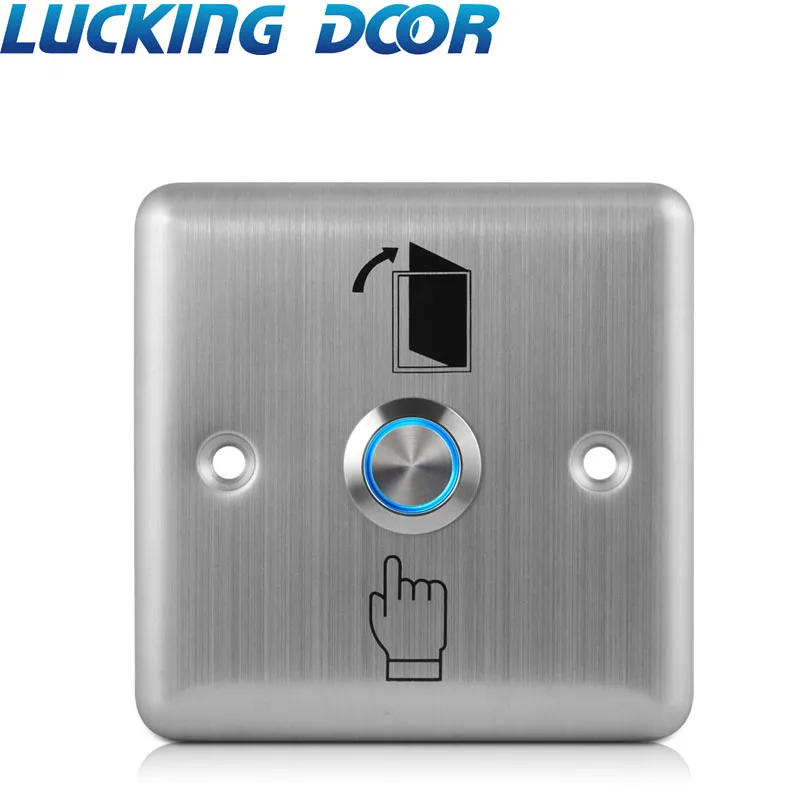 

LUCKING DOOR LED Backlight Stainless Steel Exit Button Push Switch Door Sensor Opener Release for Access Control-Silver