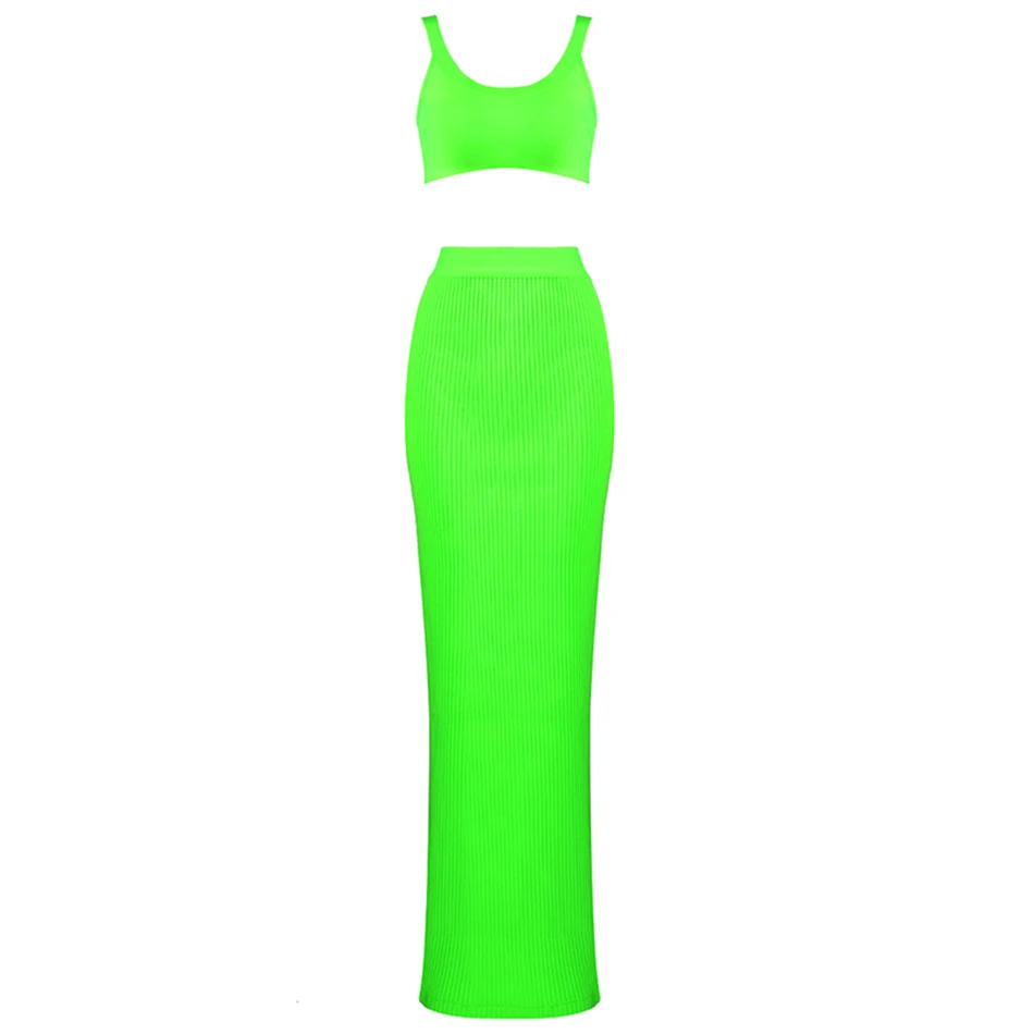 

Womens 2 Piece Set Sleevelss Backless Short Cropped & High Waist Solid Bodycon Maxi Skirt Sheath Robe Bandage Skirts Suit Set
