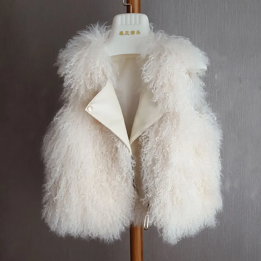 

Real Natural Fur Vest New Fashion Winter Women V-neck Short Mongolia Sheep Fur Coat Genuine Leather Sleeveless Vests Coats Hot