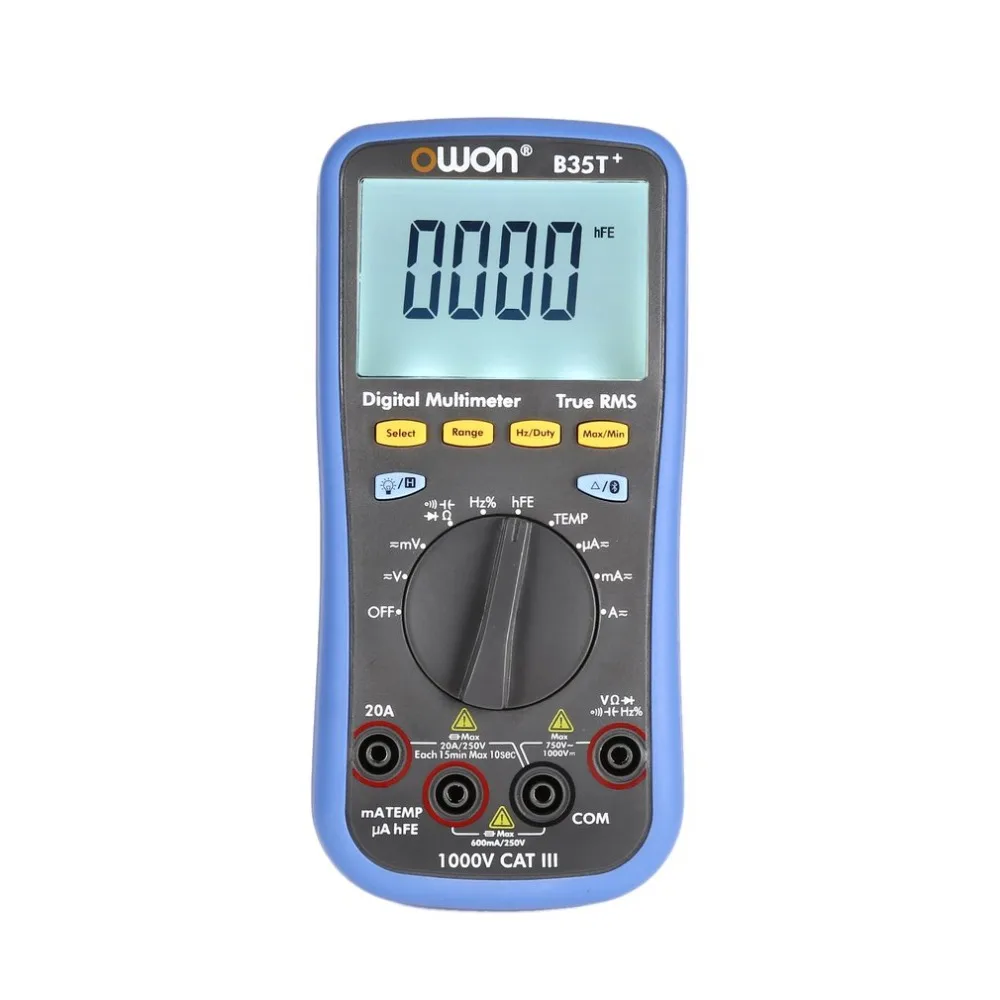 

Digital LCD Backlight Multimeter AC/DC Voltmeter Ammeter True RMS Diode hFE Resistence Continuity Tester with Bluetooth