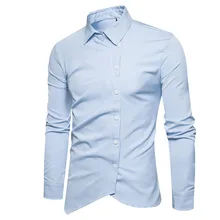 Новинка Мужское пальто стилист наклонная планка мужские рубашки Slim fit Твердые деловые вечерние платья мужские рубашки camisa