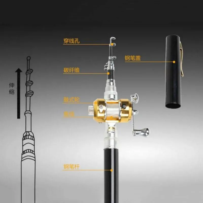 Портативная карманная телескопическая мини-удочка в форме ручки, складные удочки с катушкой, удочка, ручка, pesca
