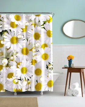 

Beautiful White Flowers 3D Photo Digital Printing Bath Waterproof Shower Curtains