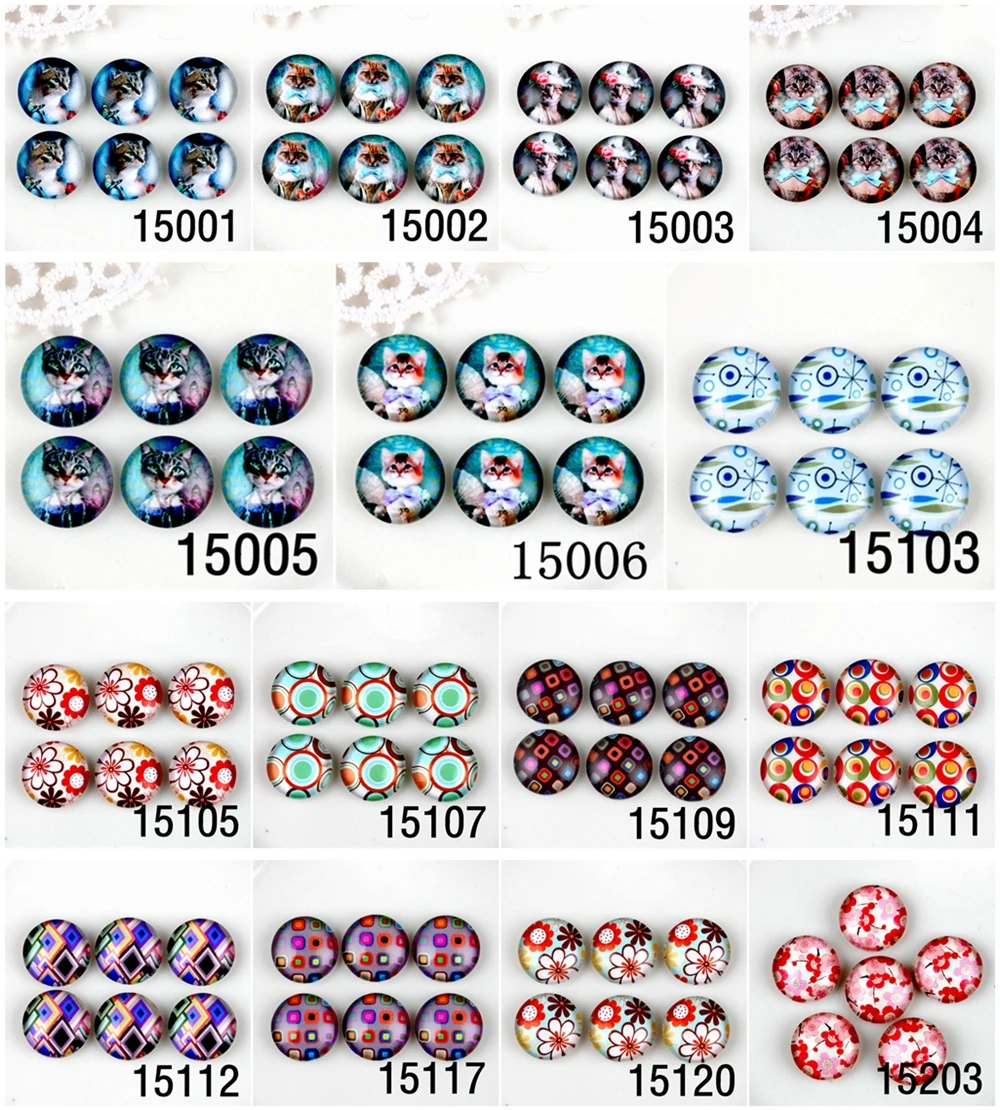 

20pcs 12mm 20mm 25mm 30mm Glass Beads Cabochon DIY For Tray setting finding Pendant 15001-15203