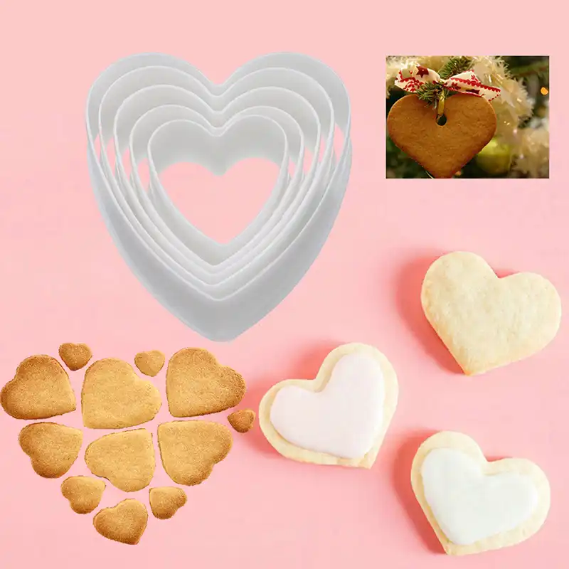 Kitchen Diy Creative Heart Shaped Plastic Cake Mold Cookie Cutter