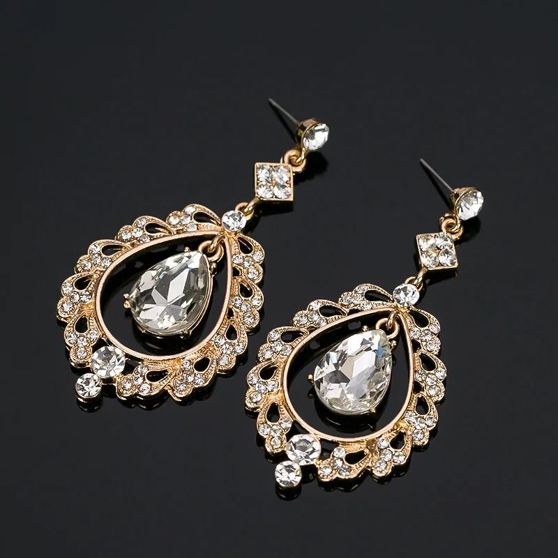 

YFJEWE Big Long Crystal Drop Earrings For Women Vintage Water Drop Silver Plated Bride Earrings Wedding Jewelry Accessories#E274