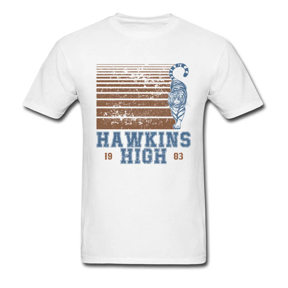 Unique Tshirts Crazy Short Sleeve Special Round Collar 100% Cotton Fabric Tops & Tees Casual Tees for Male ostern Day Hawkins High school class of 1983 white