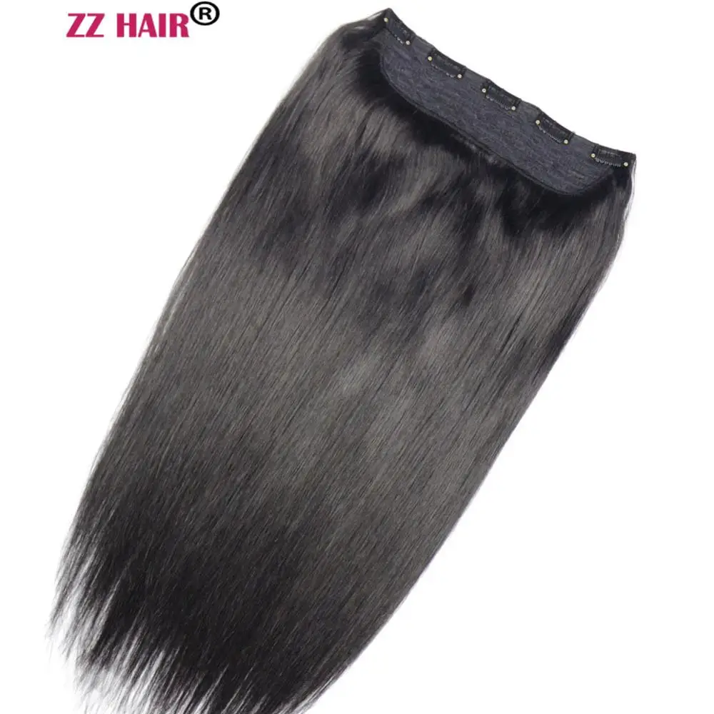 ZZHAIR 100 г-200 г 1"-28" Искусственные волосы одинаковой направленности волос один кусок набор 5 клип в человеческие волосы для наращивания Натуральные Прямые Волосы