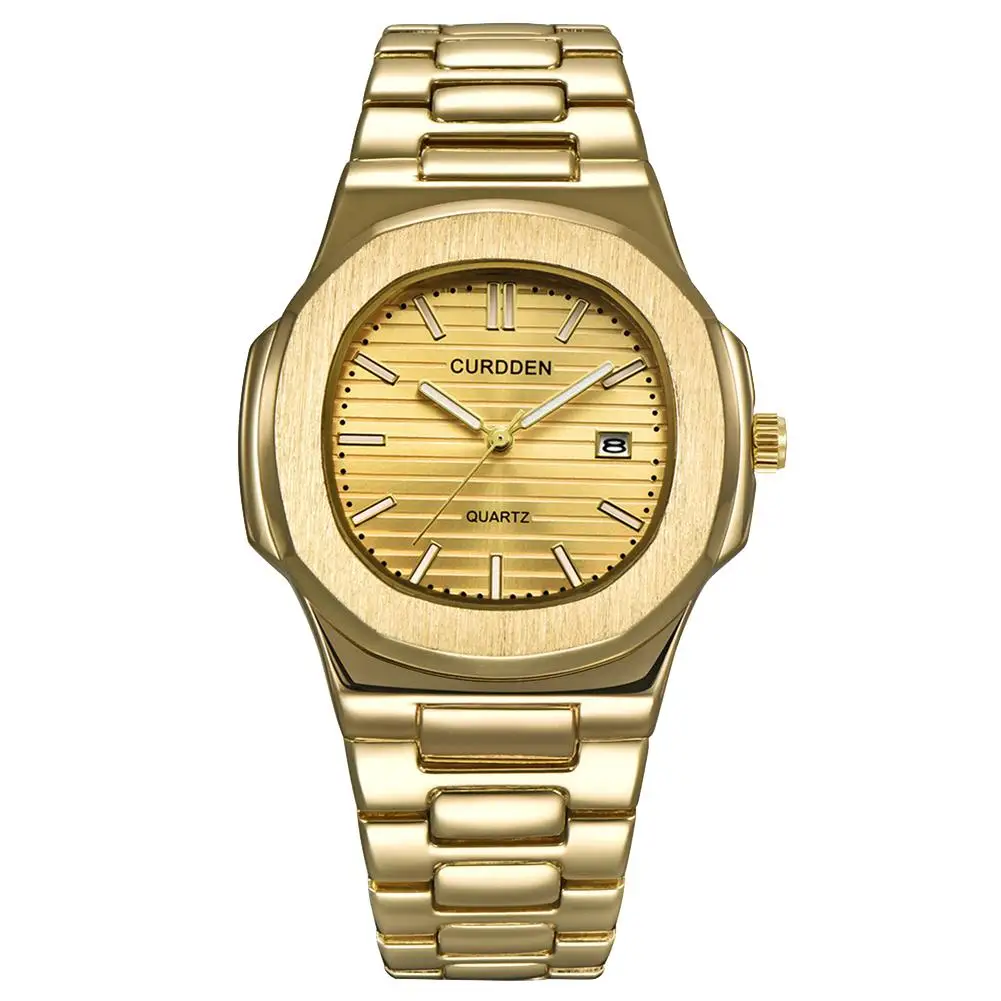 

New Curdden Business Men Calendar Analog Stainless Steel Band Quartz Wrist Watch