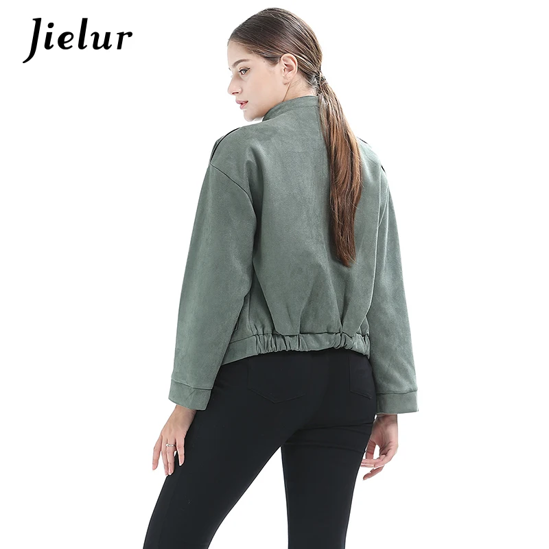 Женская кожаная короткая куртка с длинным рукавом на пуговицах|jacket women|short jacketsuede