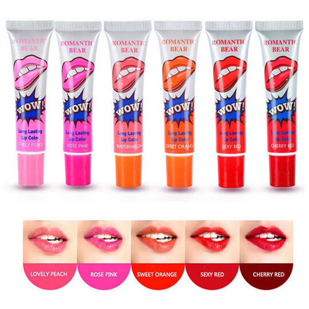 

Hot 6 pcs/lot Peel Off Lip Gloss Waterproof Tattoo Multicolor Lip Tint Pack Long Lasting Makeup Fashion Romantic Lips Cosmetic