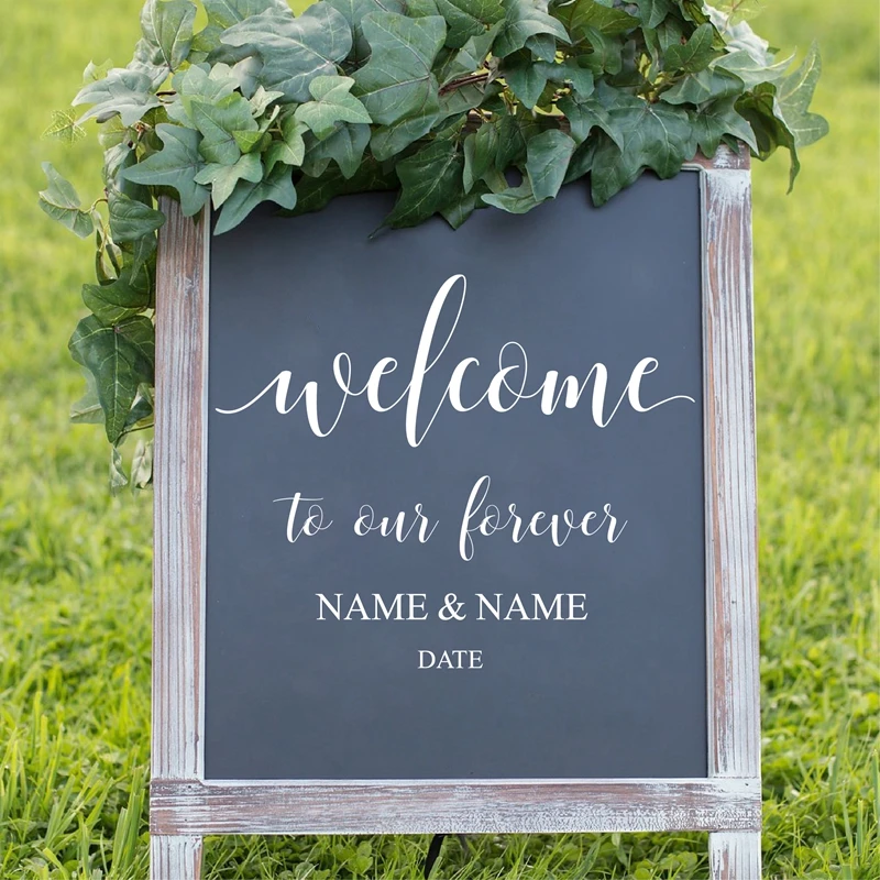 Welcome to Our Forever Personalized Decal Rustic Wedding Decoration Wedding Welcome Sign Name and Date Vinyl Sticker wedding poster