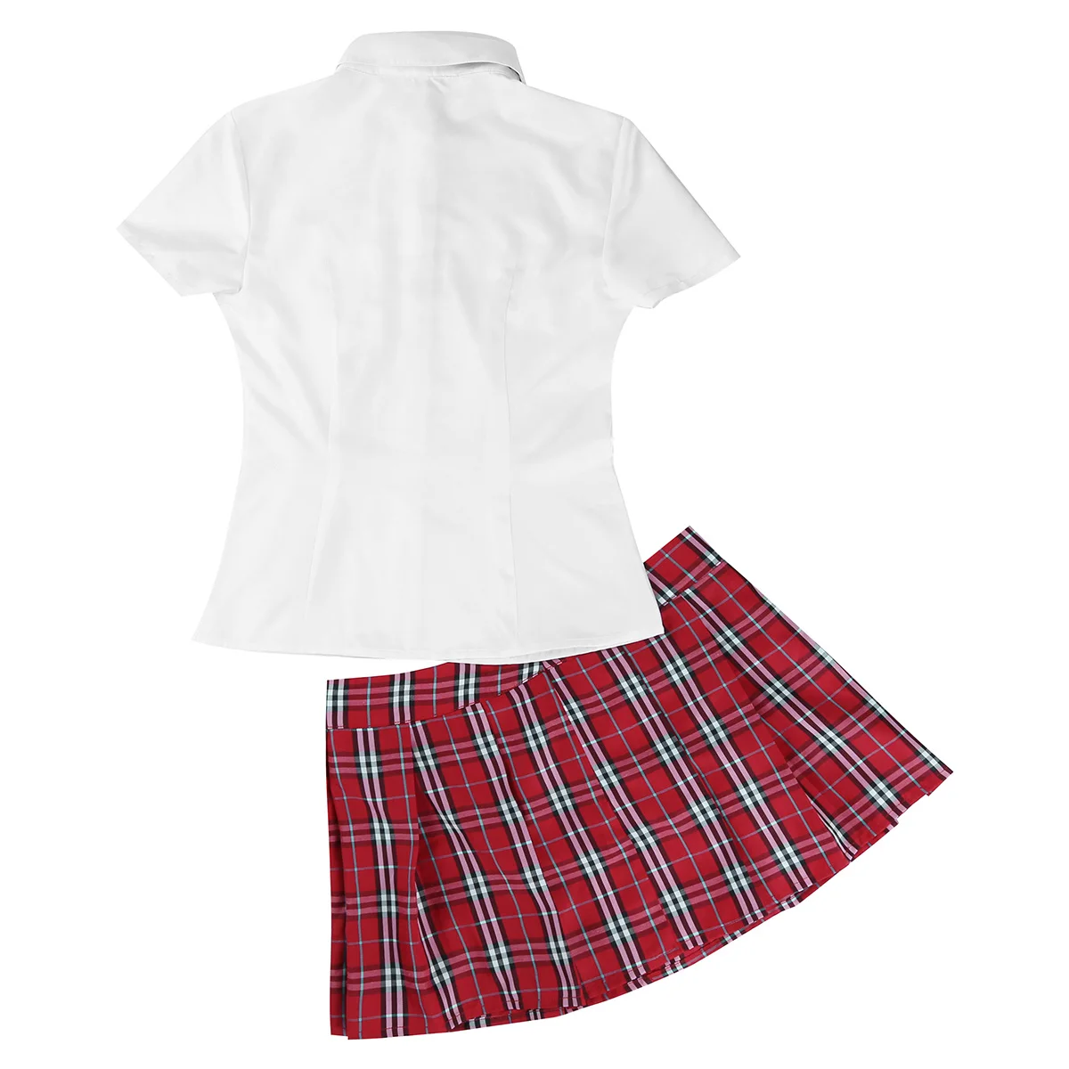 3 шт. Женский взрослый карнавальный костюм Школьная форма костюм белая рубашка с Красной плиссированной юбкой милые сексуальные костюмы для рамки