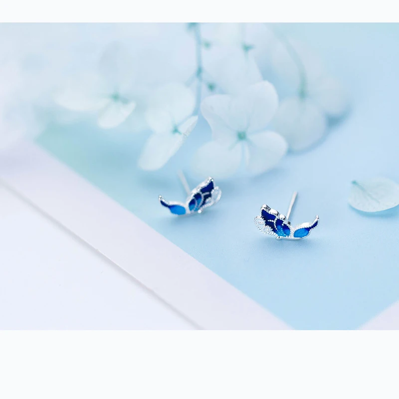 MloveAcc эмалевые серьги с синей бабочкой, Оригинальные 925 пробы серебряные ювелирные изделия, Женские Ювелирные изделия, серьги brincos de prata