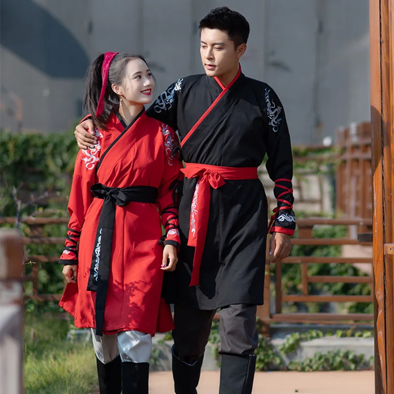 Hanfu женские костюмы для традиционного китайского танца Wushu одежда Династия Тан Цин мужской Китайский древний костюм сценическая одежда DNV11622