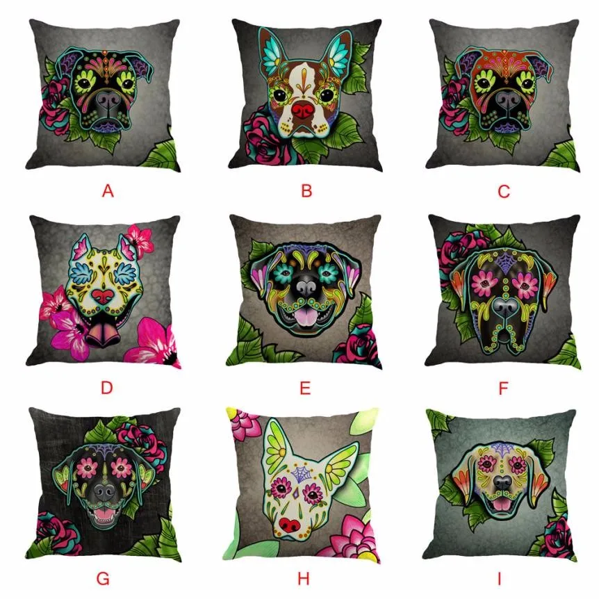 

decorative cushion covers dog Greyhound Painting Linen Cushion Cover Throw Pillow Case Sofa Home Decor #35