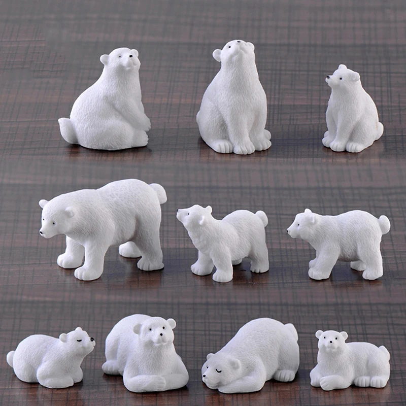 1PC Cute White bear Dogs Goose Resin MiniaturesBonsai Ornaments Animals Figurins Micro Landscape Decoration | Дом и сад