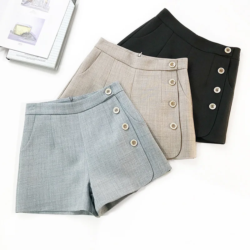 Wasteheart Spring Black Gray Khaki Formal Polyester Shorts Women Shorts ...