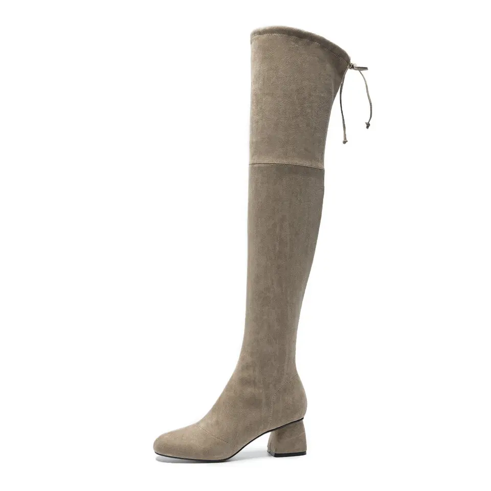 khaki Banda En Moto gris Zapatos Mujer Gris 40 Señoras Elástico Negro 34 Rodilla Sobre Botas Punta Eshtonshero Mujeres Tamaño Med La RB6Hzqq