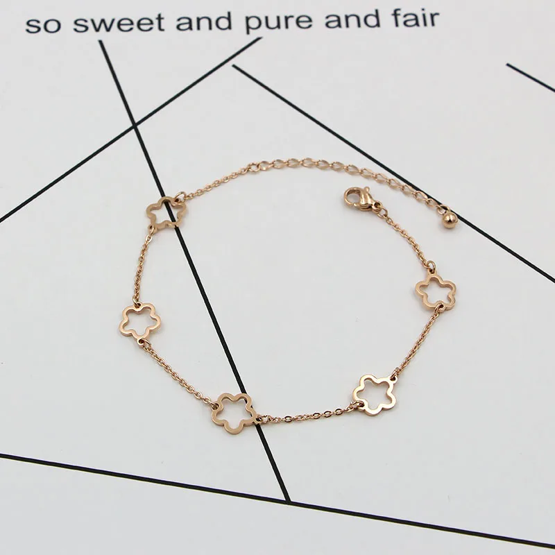 

Rose gold flower ankle bracelets
