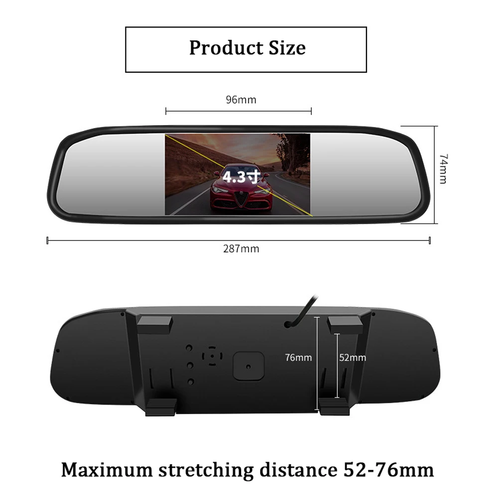 Автомобильный монитор зеркала заднего вида 4,3 дюймов HD lcd Зеркало заднего вида с резервной камерой заднего вида