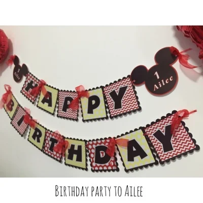 make your own mickey mouse happy birthday party paper flag bunting