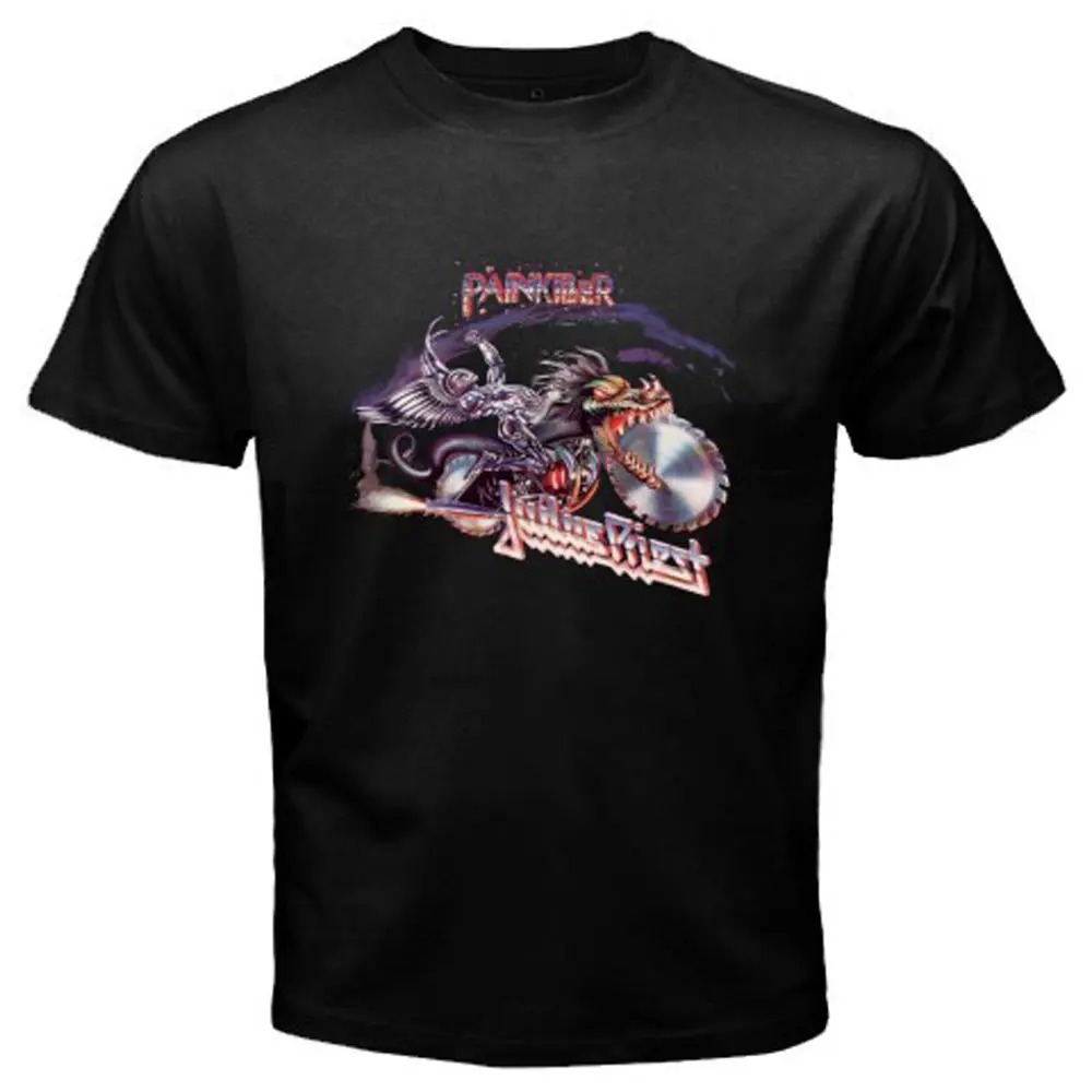 Custom T Shirt Printing New Judas Priest Pain Killer Logo Men s Black T Shirt S 3XL O Neck Men 