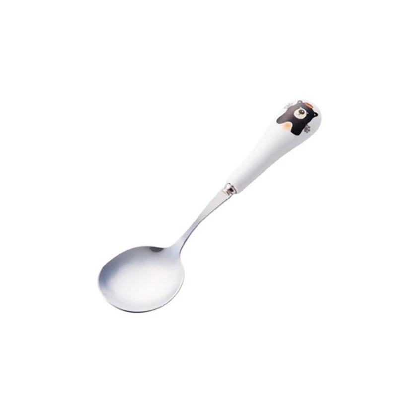 Baby Cartoon Cute Spoon Children Feeding Dinnerware Rabbit Infant Handle Training Utensils Bear Stainless Steel Spoons T0714 (6)