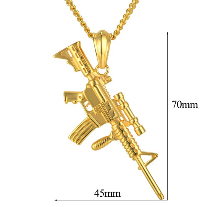Хип-хоп ручной гранатовый пистолет пуля кулон с кубинской звеньевой цепью хипстер человек Золотой цвет ожерелье бомба кулон ожерелья дропшиппинг - Окраска металла: 732gold chain