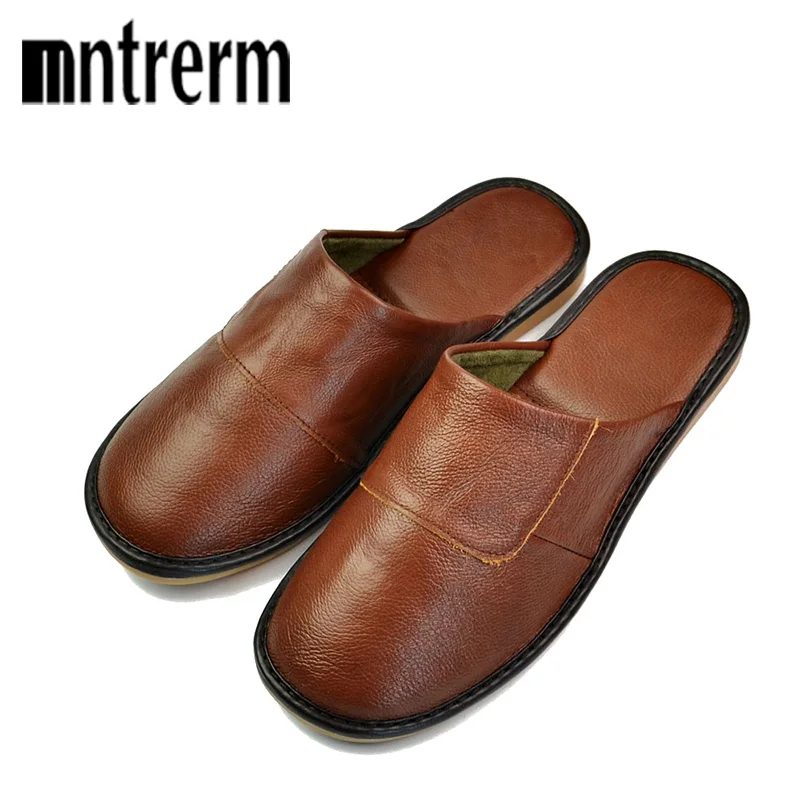 Mntrerm/весенние мужские тапочки без шнуровки; мягкая удобная обувь из коровьей кожи; обувь из натуральной кожи; домашняя обувь большого размера