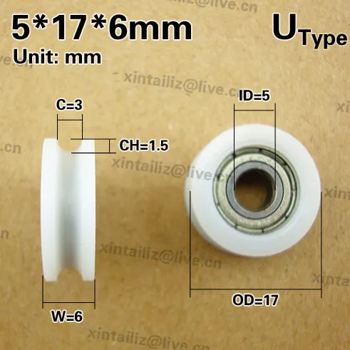 10 шт. миниатюрный u паз подшипник ролик с наружным диаметром 17 мм 695zz покрытием шкив