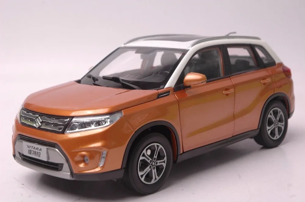 1:18 Diecast Model for Suzuki Vitara 2016 Orange SUV Alloy Toy Car Miniature Collection Gifts Gran 