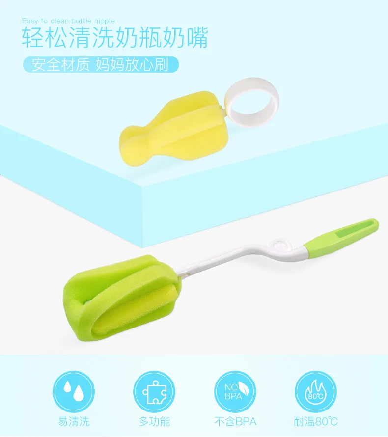

2Pcs/Set Baby Milk Feeding Bottle Baby Pacifier Brush Nipple Brush Suction Brush Handly Portable Nylon and Sponge Tube Cleaner